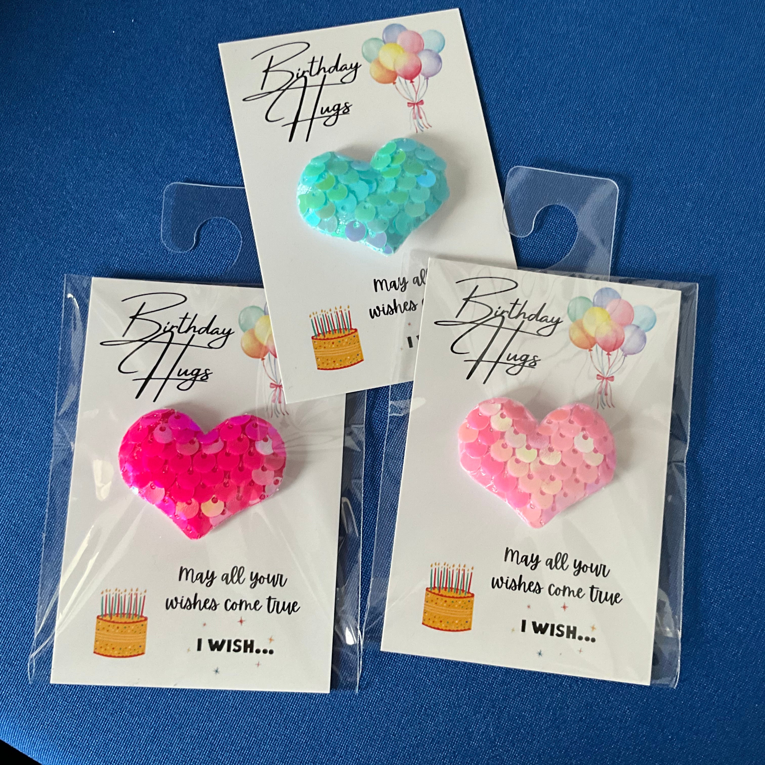 Birthday Hugs - Sequin hearts