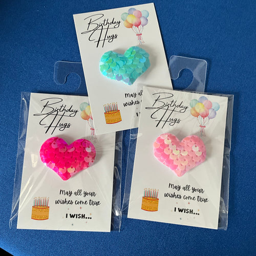Birthday Hugs - Sequin hearts